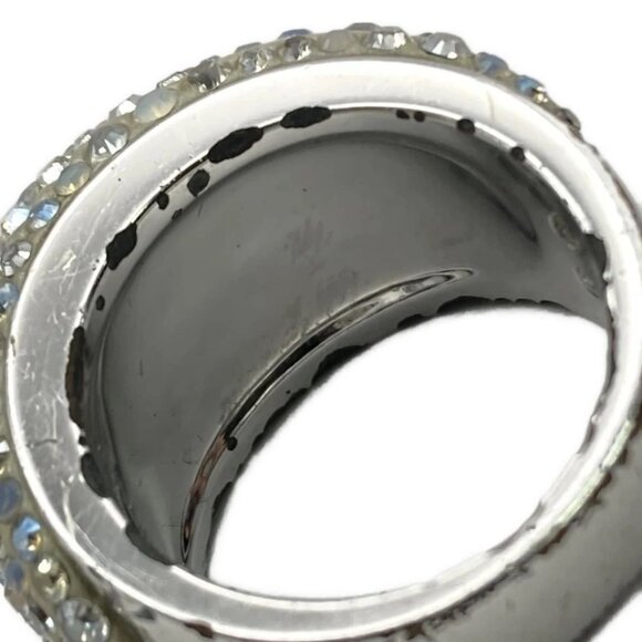 Auth SWAROVSKI - Silver Clear White Hardware Swarovski Crystal Ring #8 - Picture 4 of 5